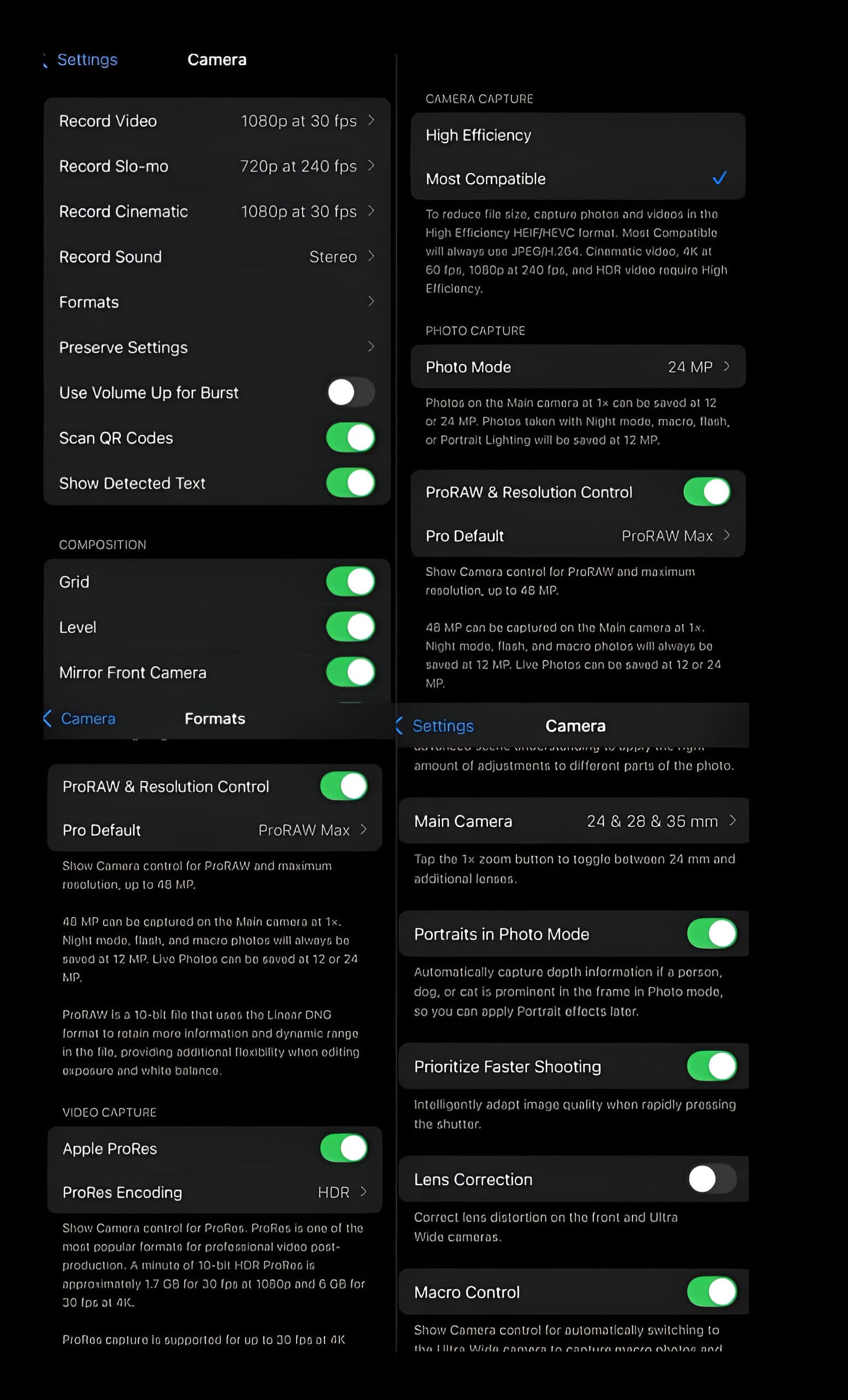 Настройки для лучшего результата съёмок на iPhone