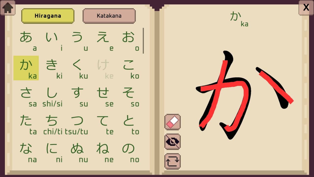 Обучением иероглифам в игре Wagotabi